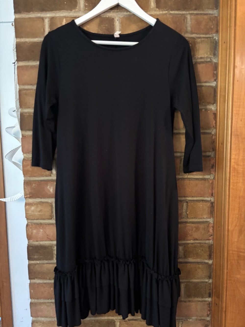 Black Knee Length Dress With Detailing at Bottom
